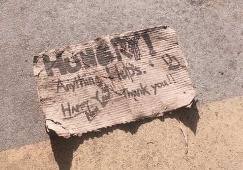 Hungry Anything Will Help Homeless Sign